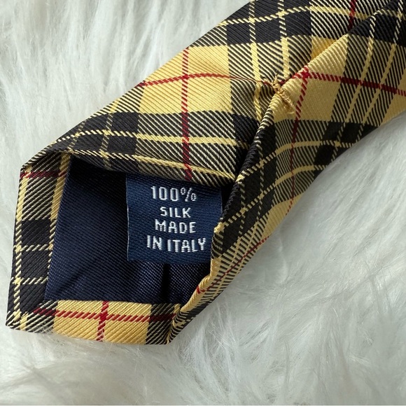 Paul Fredrick Yellow Plaid Tie – 100% Silk – Made in Italy - Picture 4 of 6